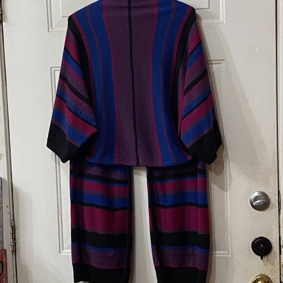 NEW BCBG MAX AZRIA Gaby Sz S Open Cardigan Dropped Back Pockets Multi Striped - Picture 8 of 12